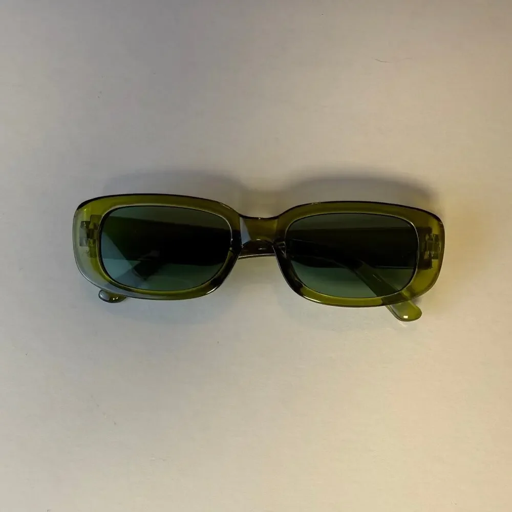 Y2K Green Clout Goggles Rounded Square Sunglasses Unisex Retro UVA UVB